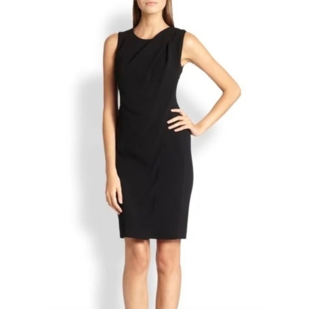 MaxMara Ghisa Black Draped Crepe Side Paneled sleeveless Asymmetrical Dress Sz 8